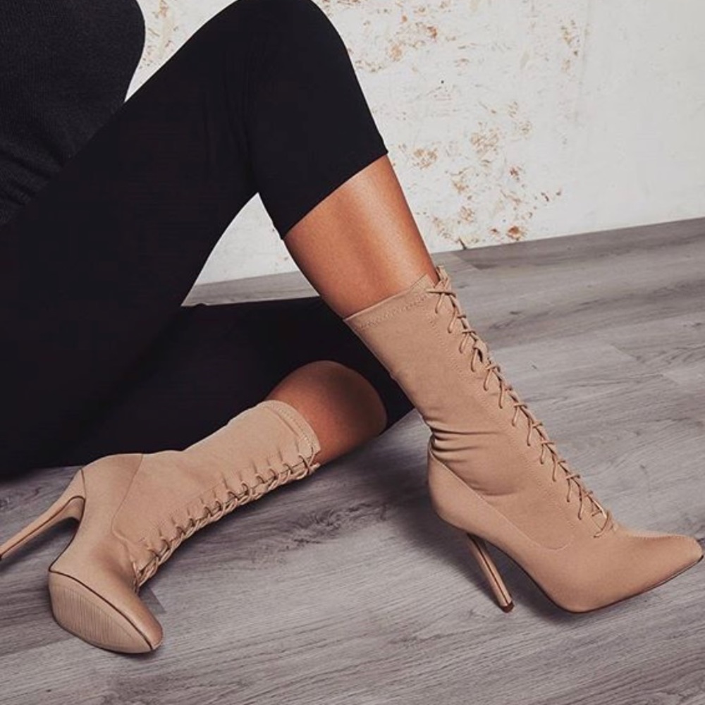 Nude Lace Up Booties (Kim Kardashian)🔥